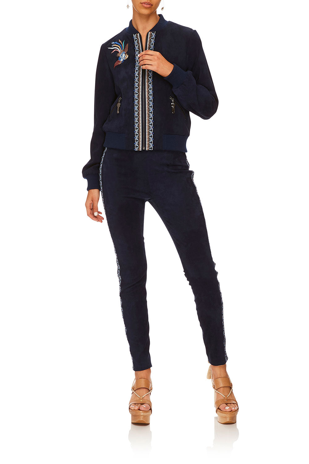 CAMILLA FOR THE FANS LEATHER BOMBER JACKET