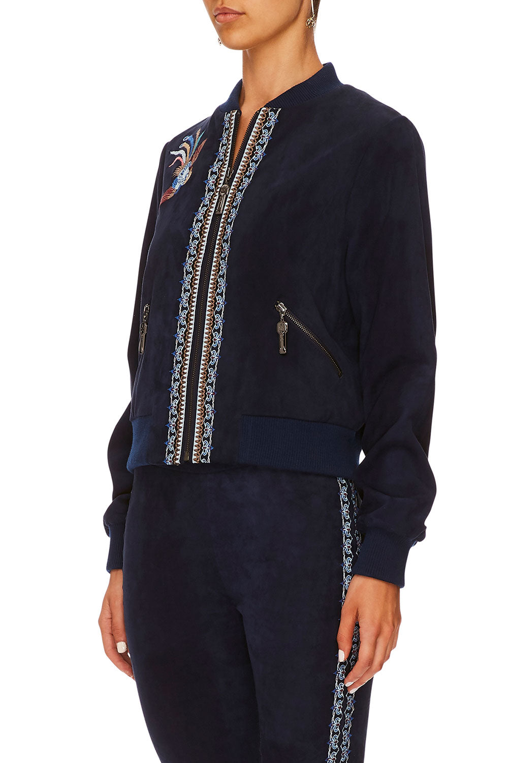 CAMILLA FOR THE FANS LEATHER BOMBER JACKET