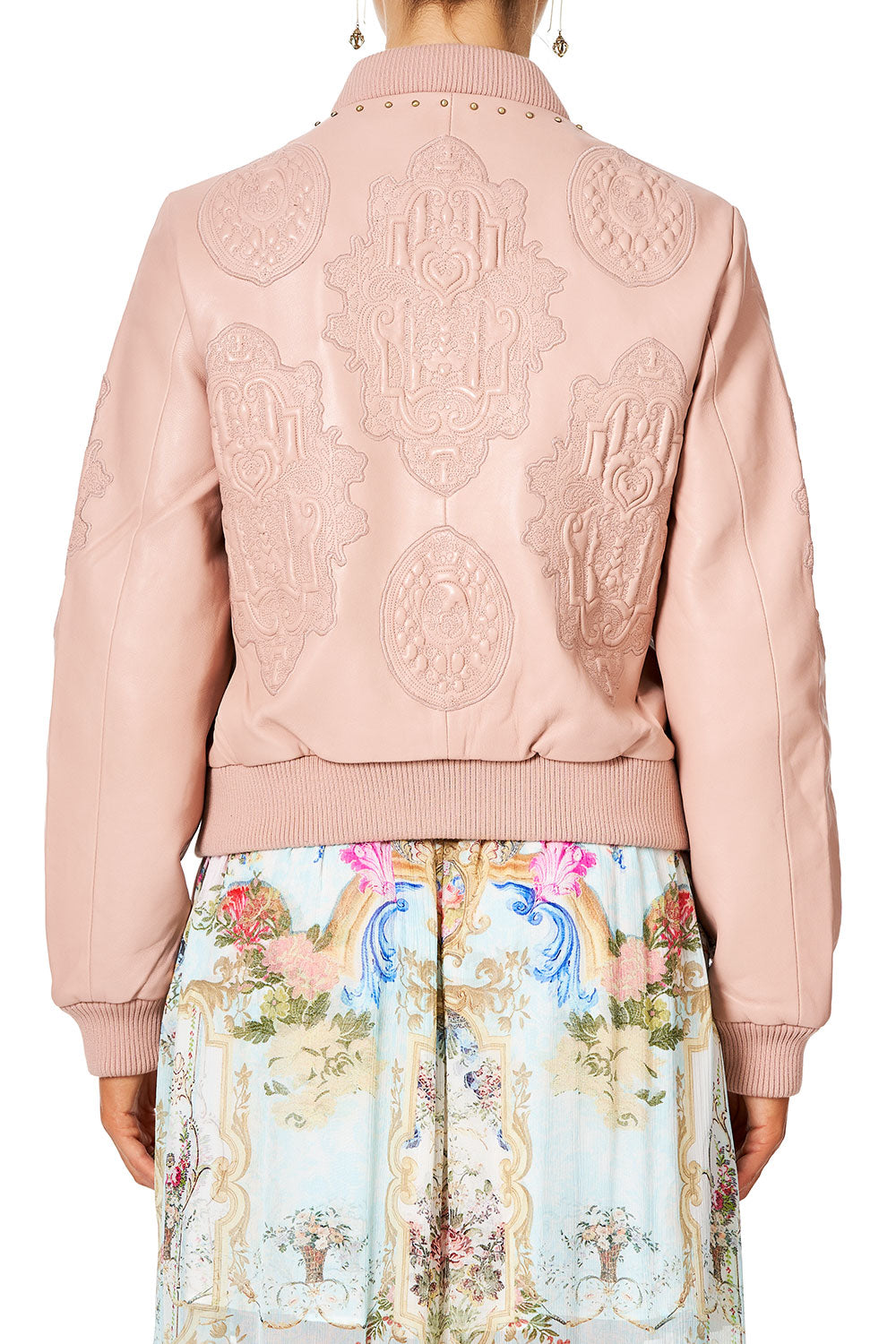 CAMILLA LEATHER BOMBER JACKET VERSAILLES SKY