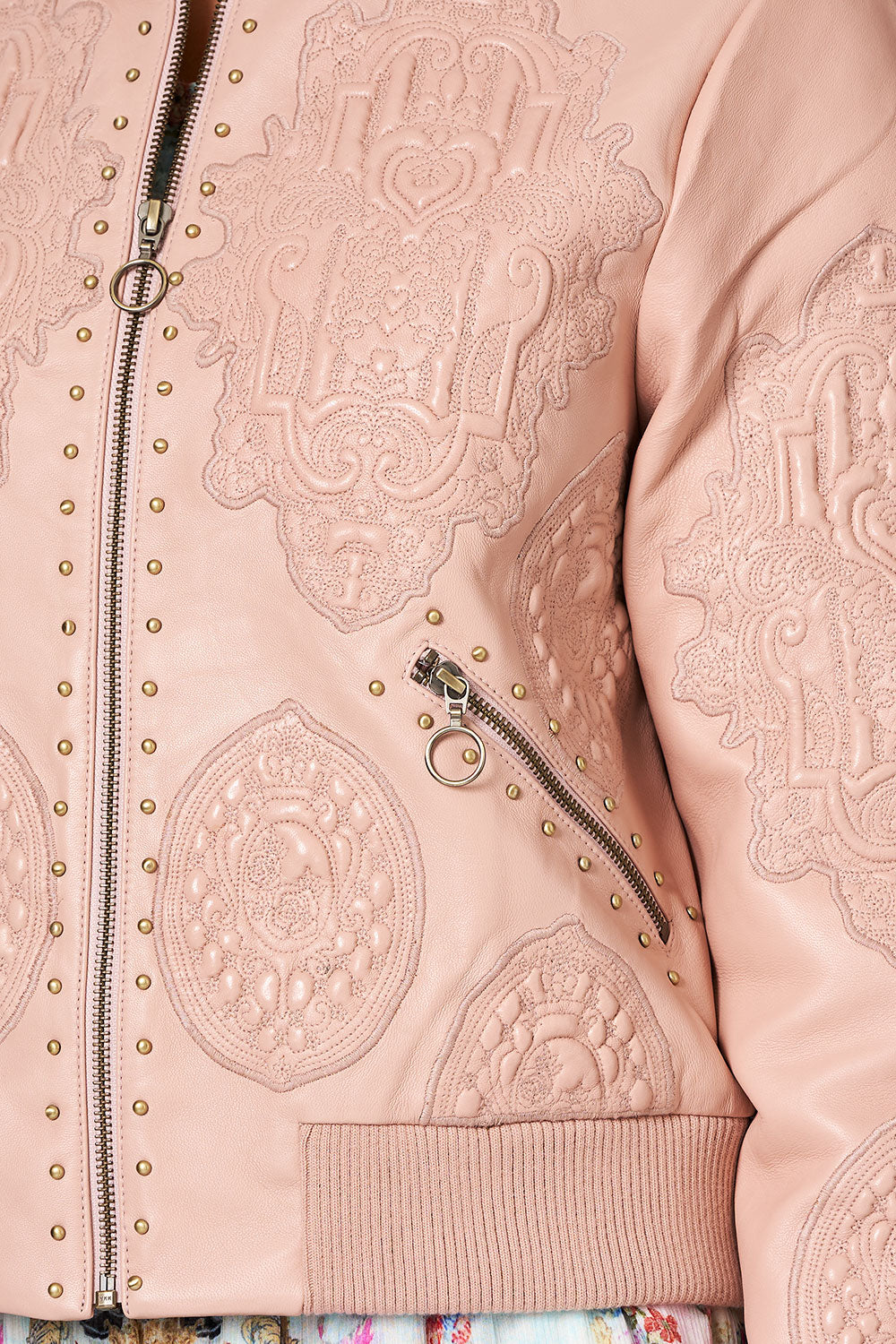 CAMILLA LEATHER BOMBER JACKET VERSAILLES SKY