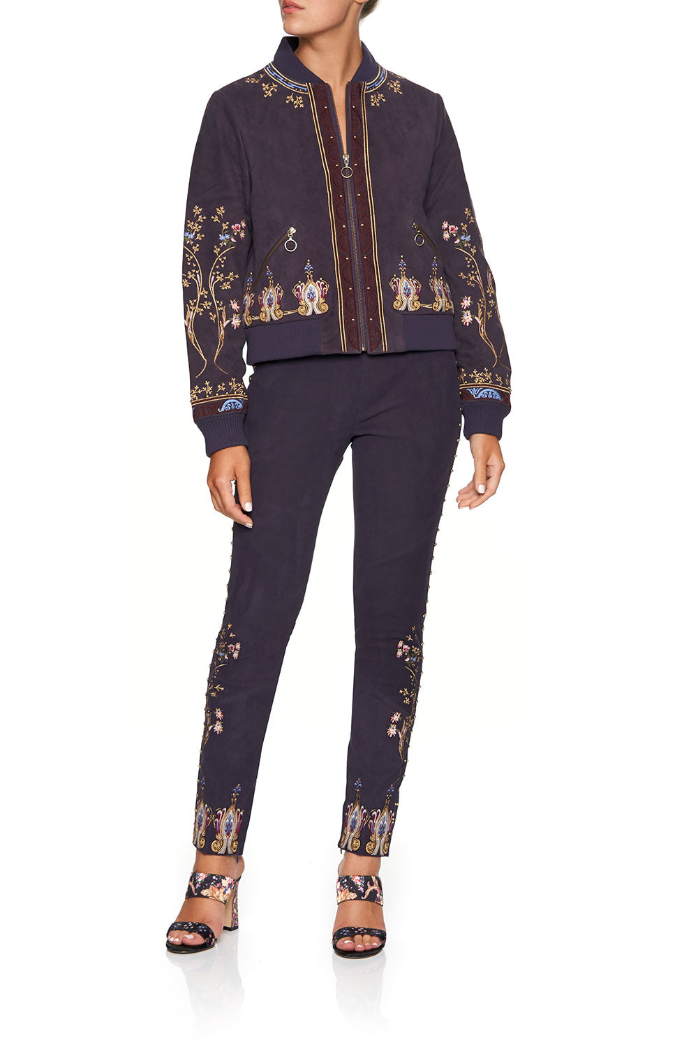 CAMILLA LEATHER BOMBER JACKET WILD FLOWER