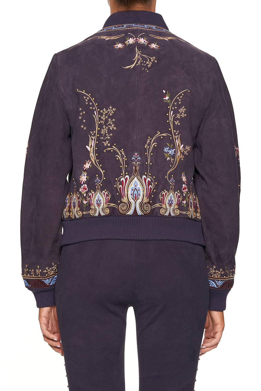 CAMILLA LEATHER BOMBER JACKET WILD FLOWER