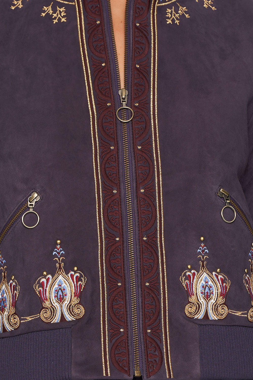 CAMILLA LEATHER BOMBER JACKET WILD FLOWER