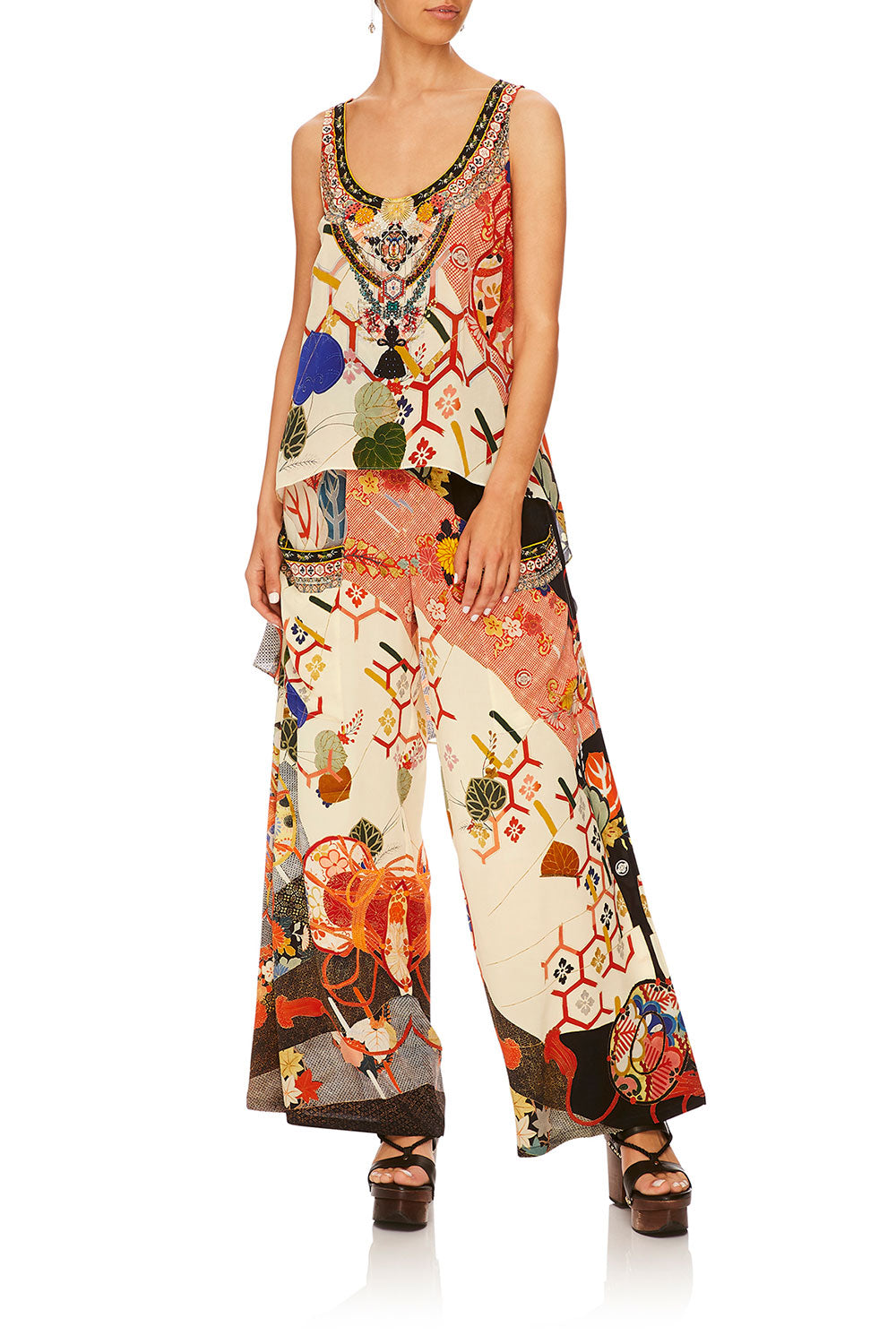 CAMILLA KISSING THE SUN LONG BACK SCOOP NECK TOP