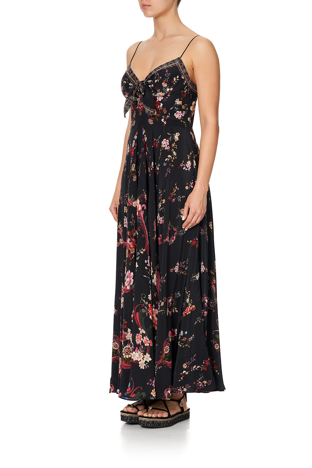 LONG DRESS WITH TIE FRONT A GIRL LIKE YOU