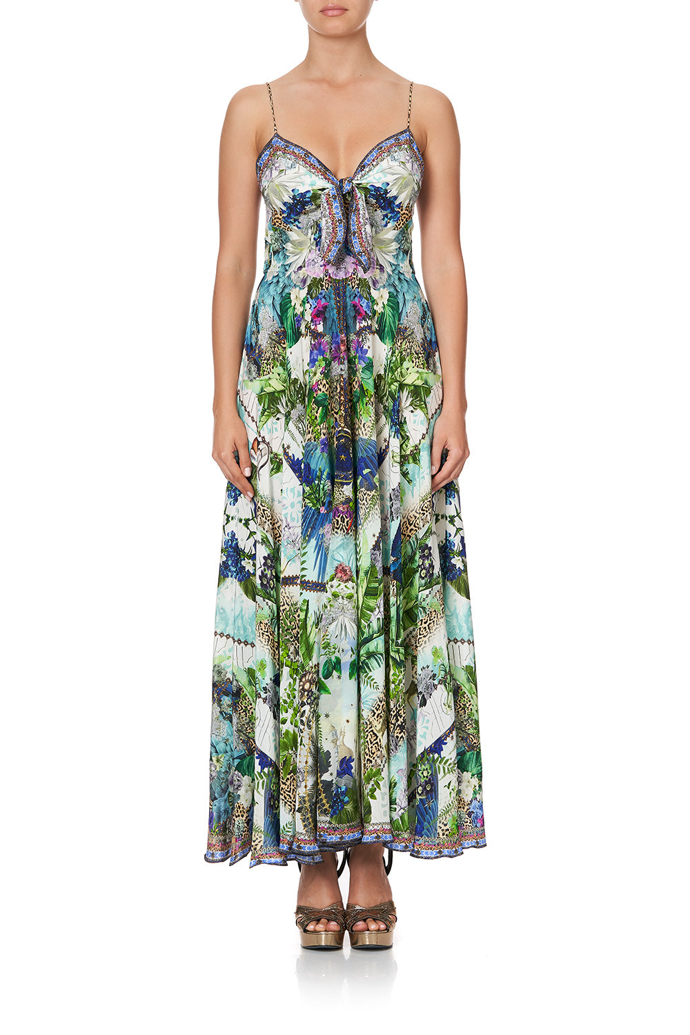 LONG DRESS WITH TIE FRONT MOON GARDEN