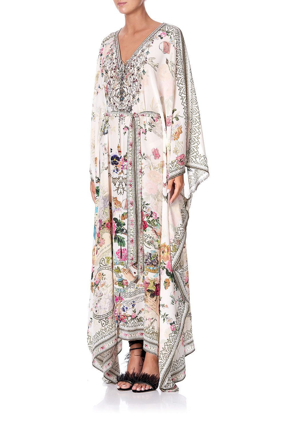 SPLIT HEM LACE UP KAFTAN JARDIN POSTCARDS