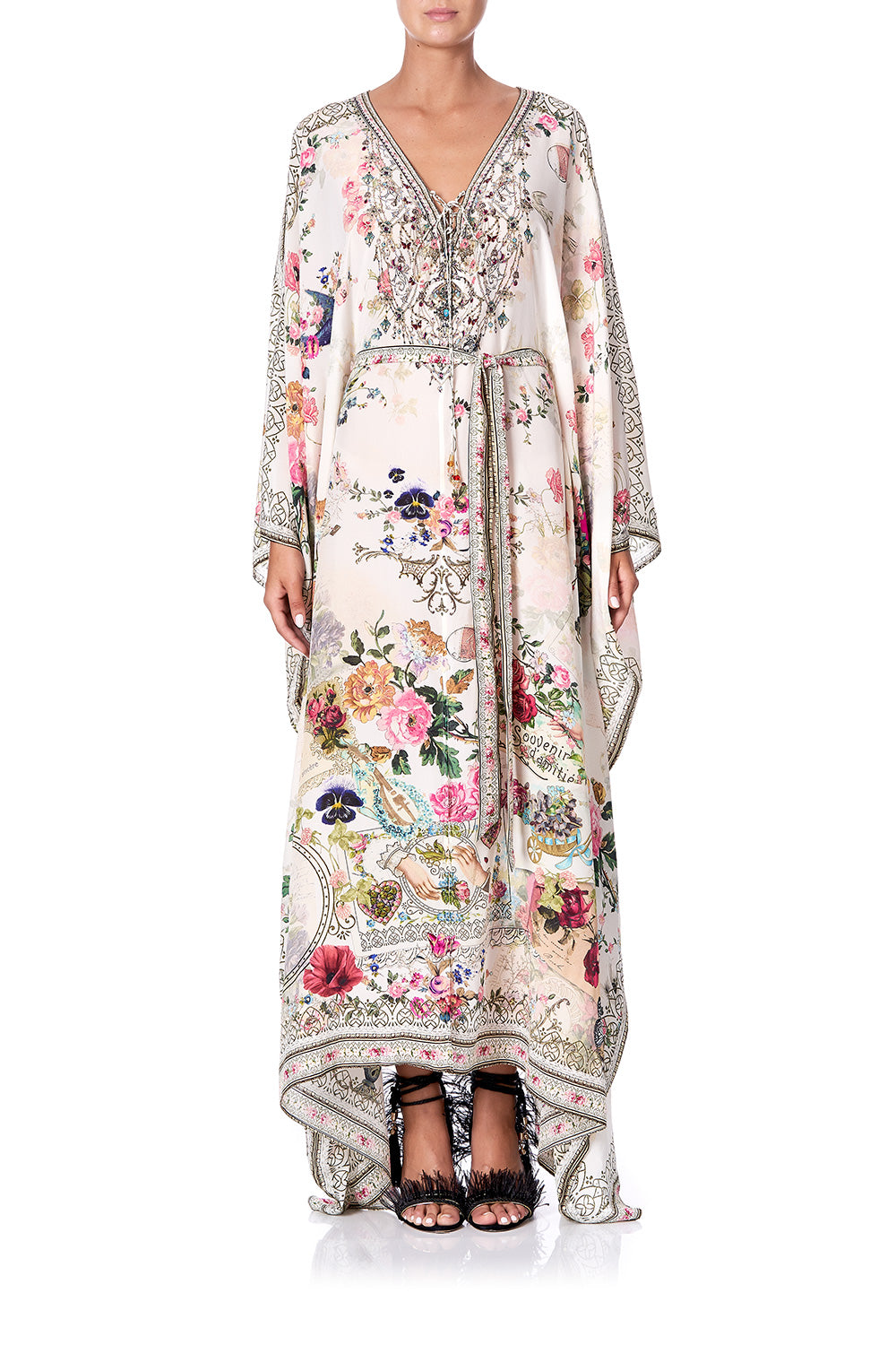 SPLIT HEM LACE UP KAFTAN JARDIN POSTCARDS