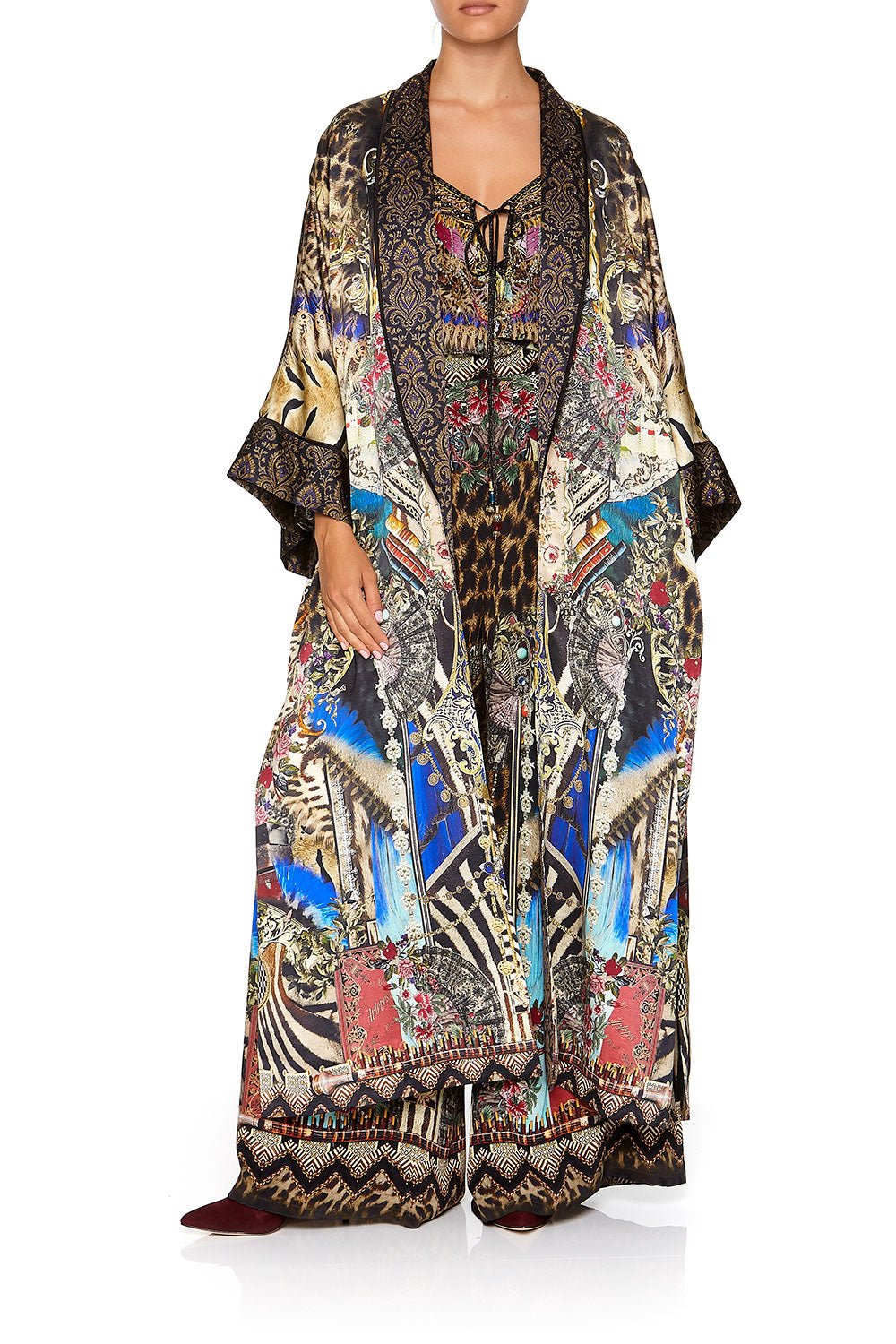 LONG ROBE WITH NARROW COLLAR STRONGER TOGETHER