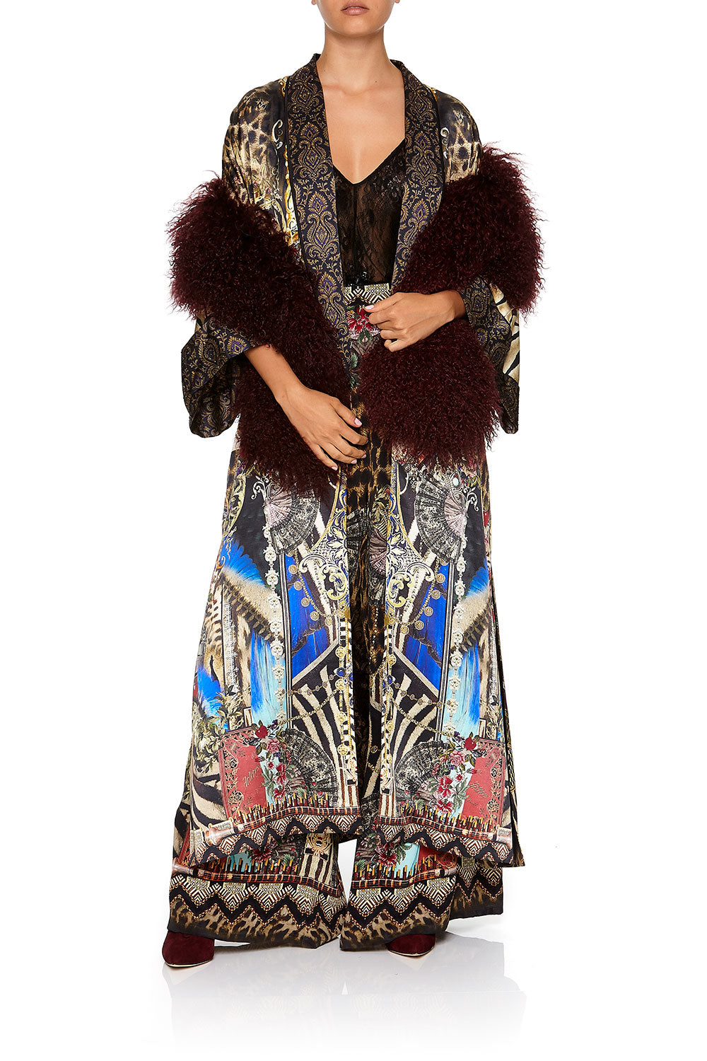 LONG ROBE WITH NARROW COLLAR STRONGER TOGETHER