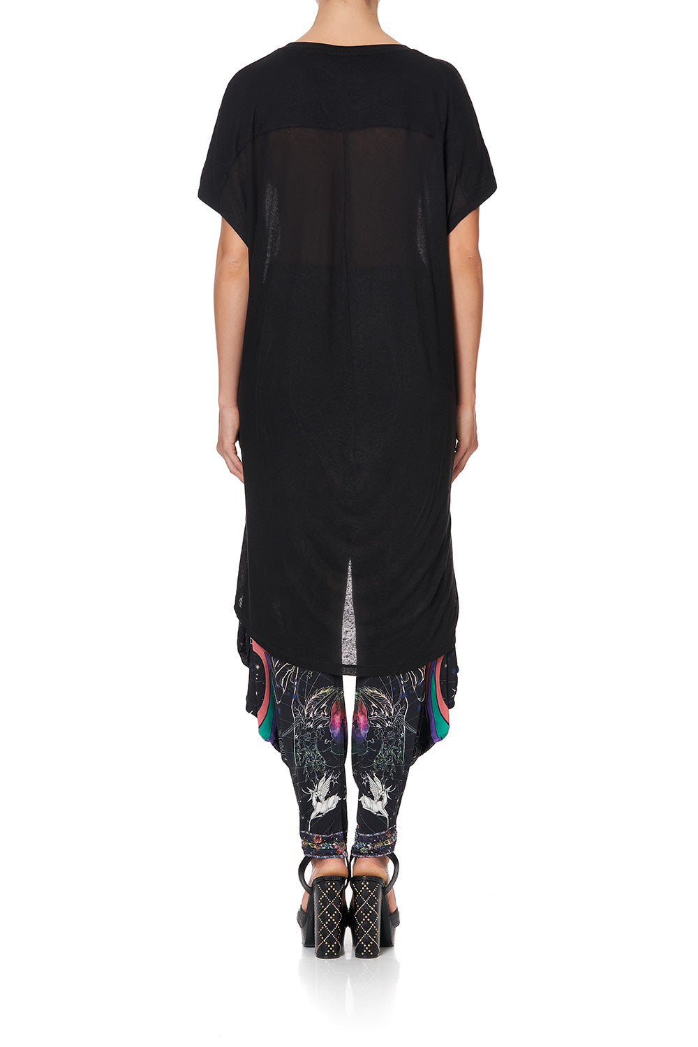 LONG SCOOP BACK HEM T-SHIRT MIDNIGHT MOON HOUSE