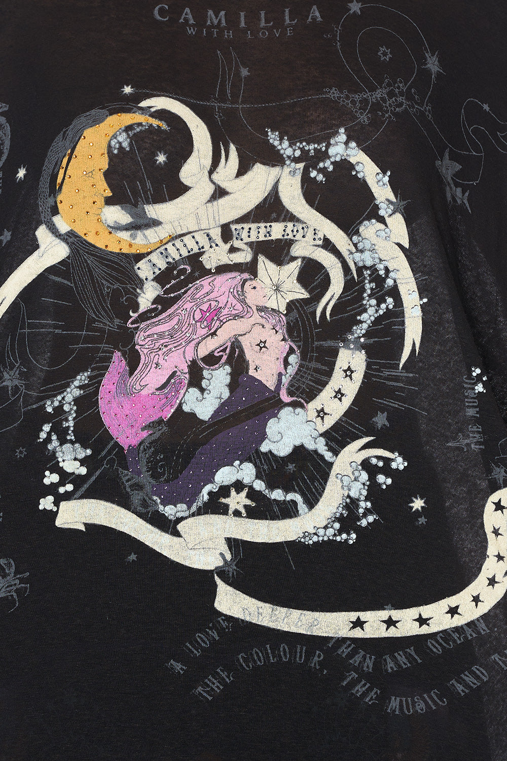 LONG SCOOP BACK HEM T-SHIRT MIDNIGHT MOON HOUSE