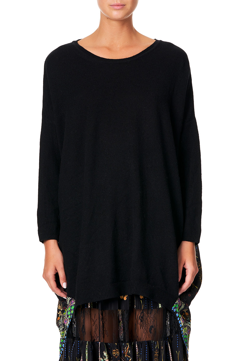 CAMILLA LONG SLEEVE JUMPER WITH PRINT BACK REBELLE REBELLE