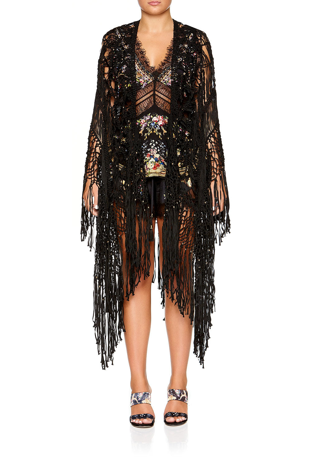 CAMILLA MACRAME THROW OVER PONCHO FRIEND IN FLORA