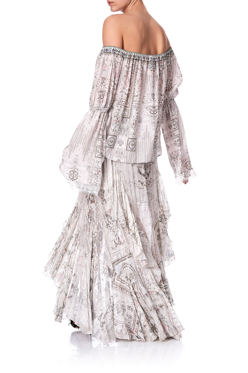 MAXI SKIRT WITH DOUBLE FRILL CRYSTAL CASTLE