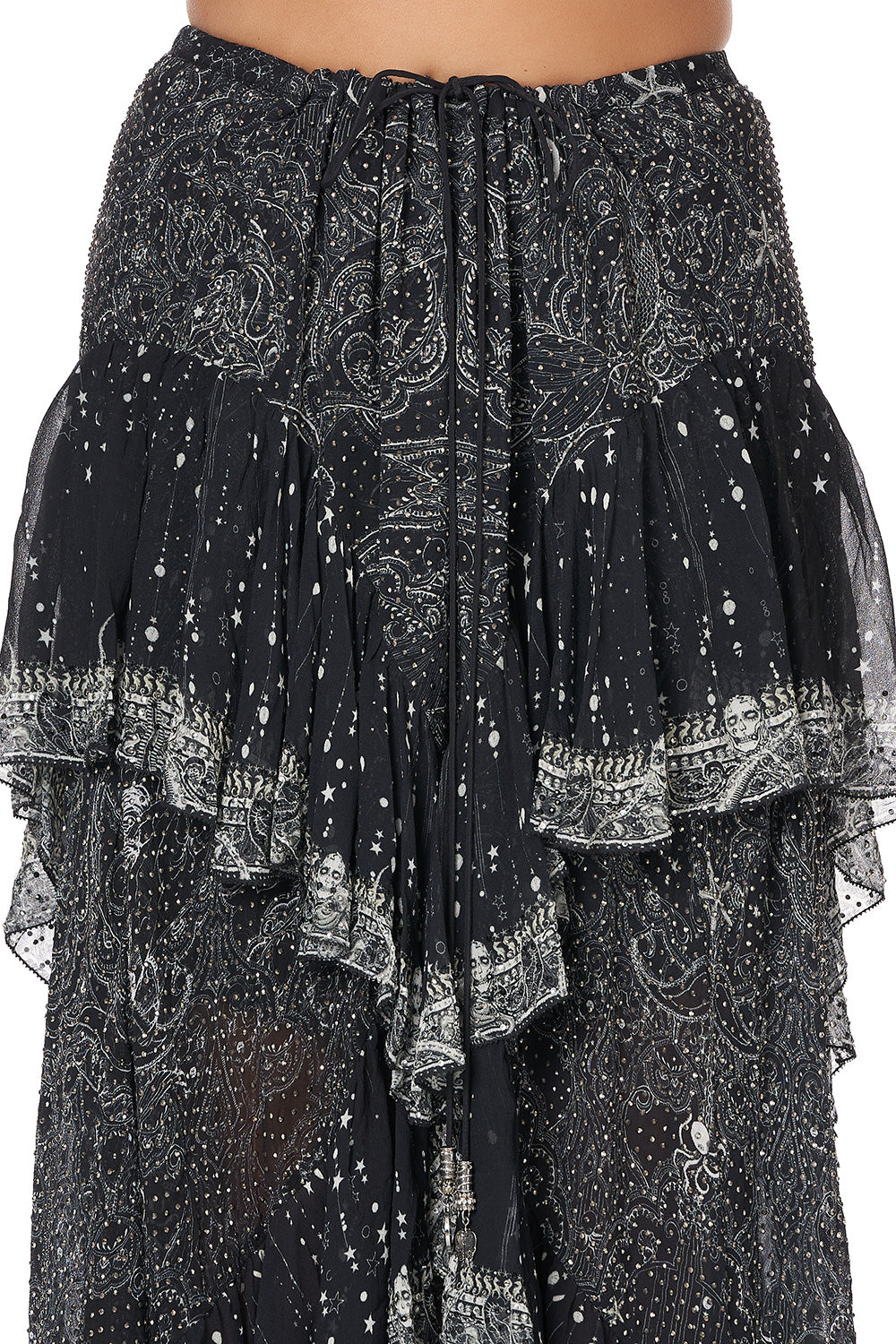 MAXI SKIRT WITH DOUBLE FRILL MIDNIGHT PEARL