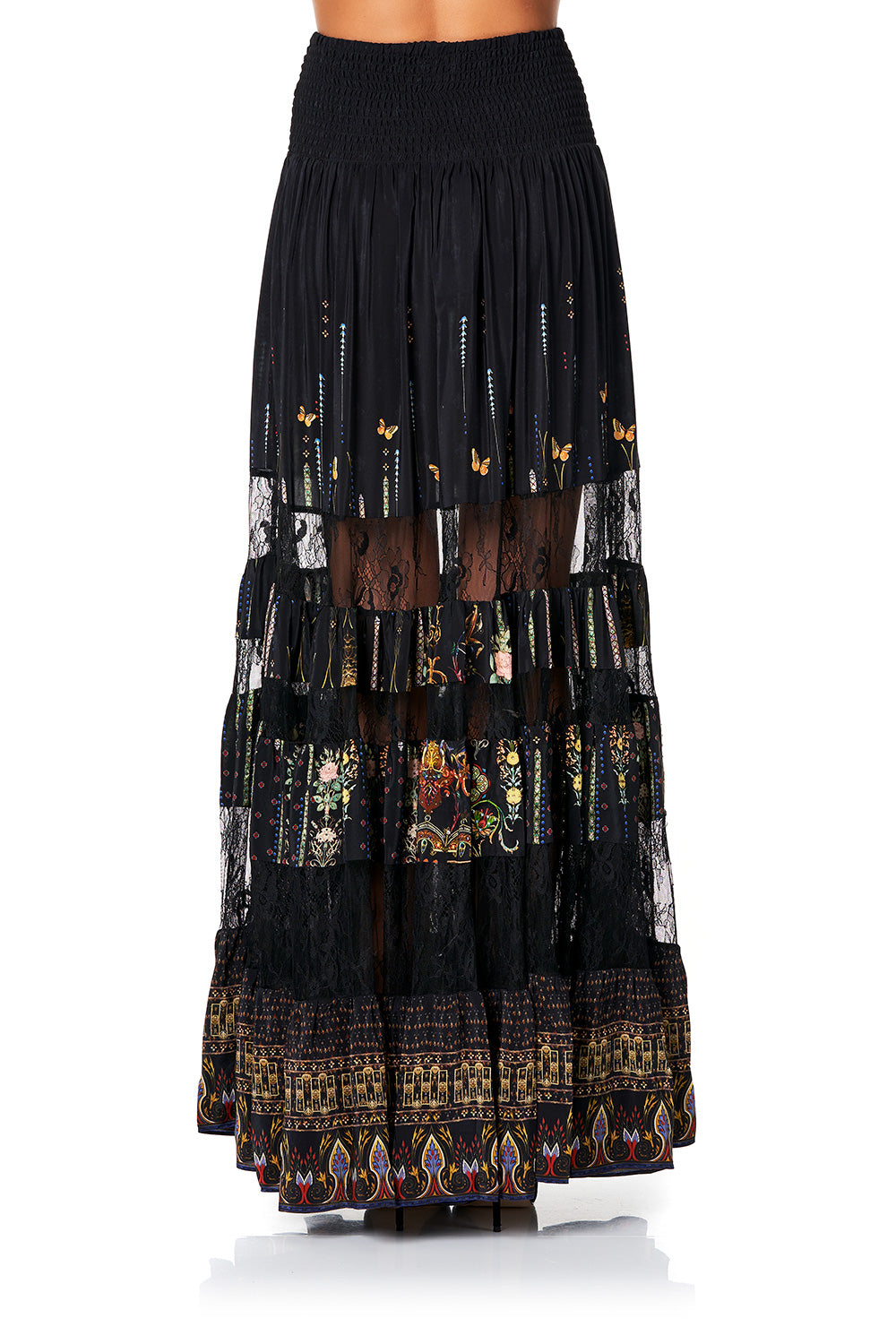 CAMILLA MAXI SKIRT WITH LACE INSERTS REBELLE REBELLE