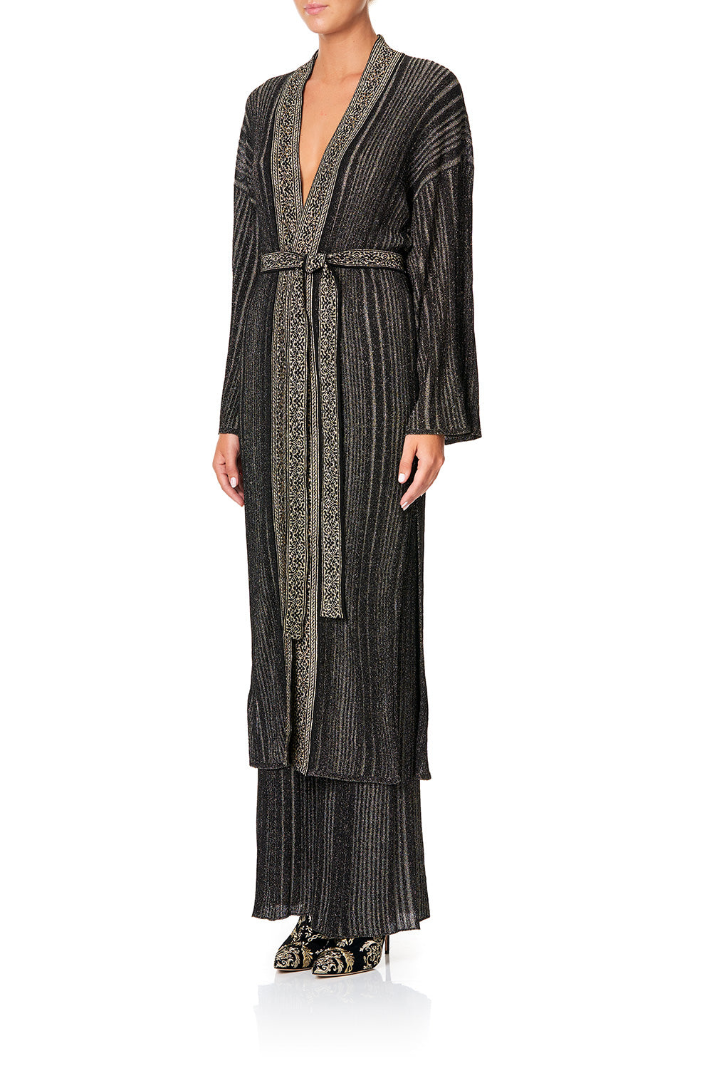 CAMILLA METALLIC KNIT CARDI WITH TIE REBELLE REBELLE