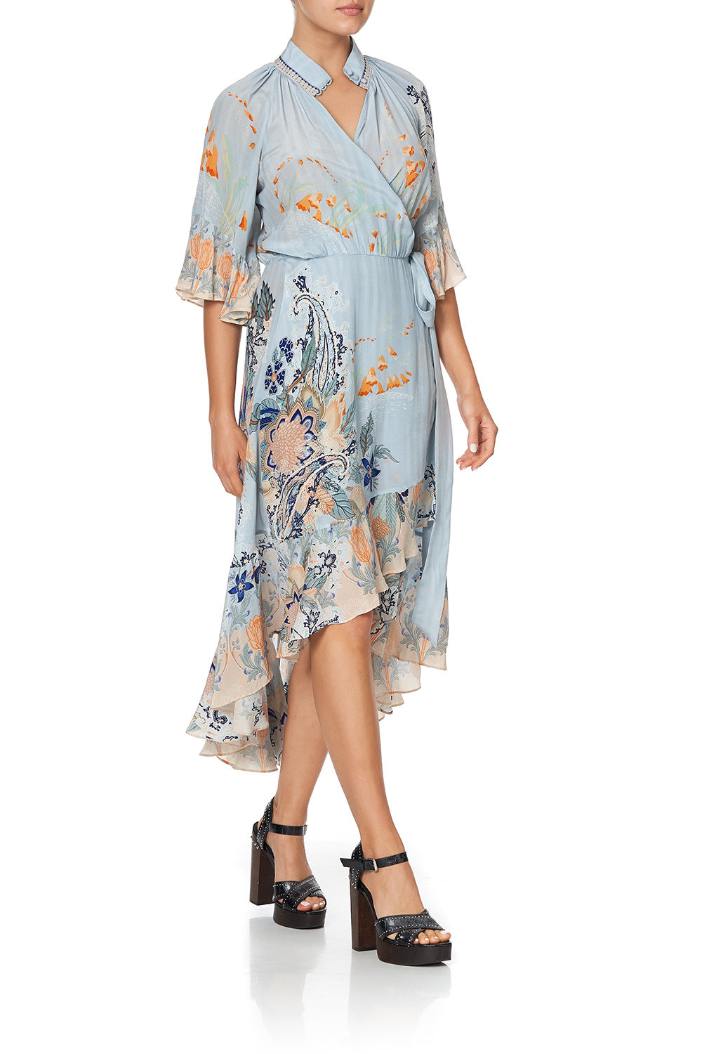 MIDI WRAP DRESS WITH RAGLAN SLEEVE FRASER FANTASIA