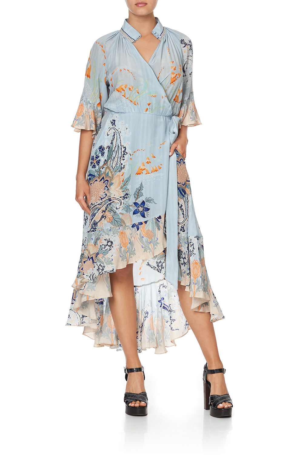 MIDI WRAP DRESS WITH RAGLAN SLEEVE FRASER FANTASIA