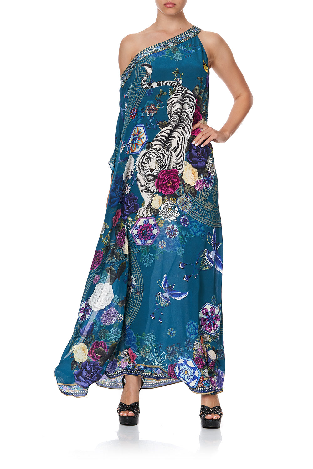 ONE SHOULDER KAFTAN WITH NECKBAND LUNAR GAZING