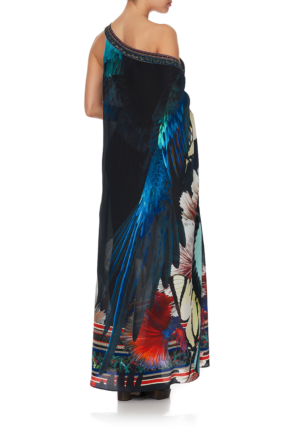 ONE SHOULDER KAFTAN WITH NECKBAND NIGHT FLIGHT