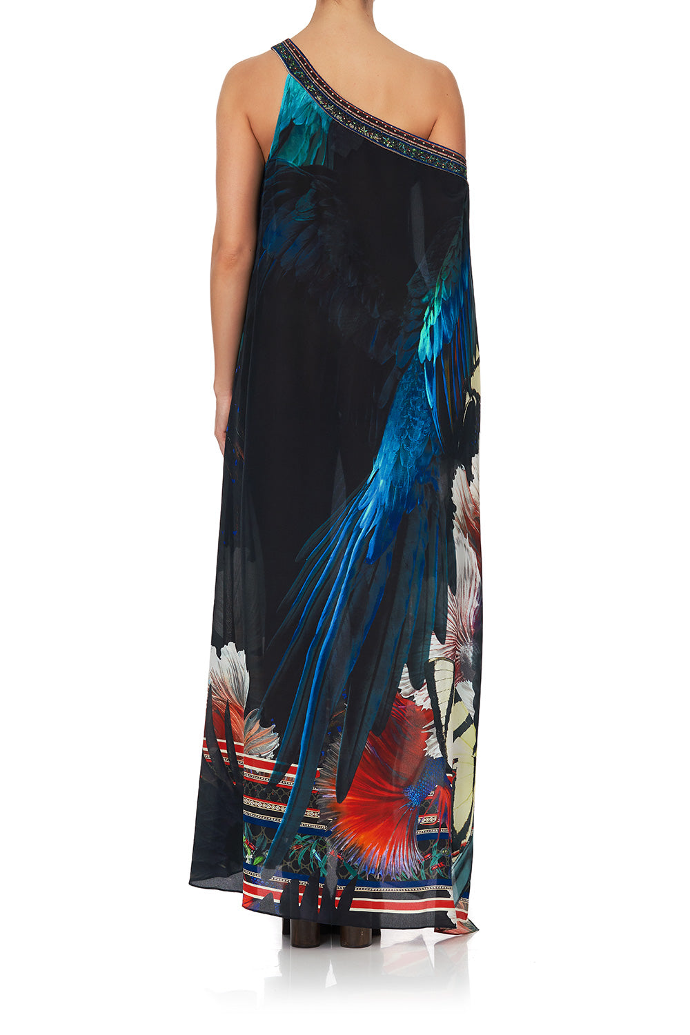 ONE SHOULDER KAFTAN WITH NECKBAND NIGHT FLIGHT