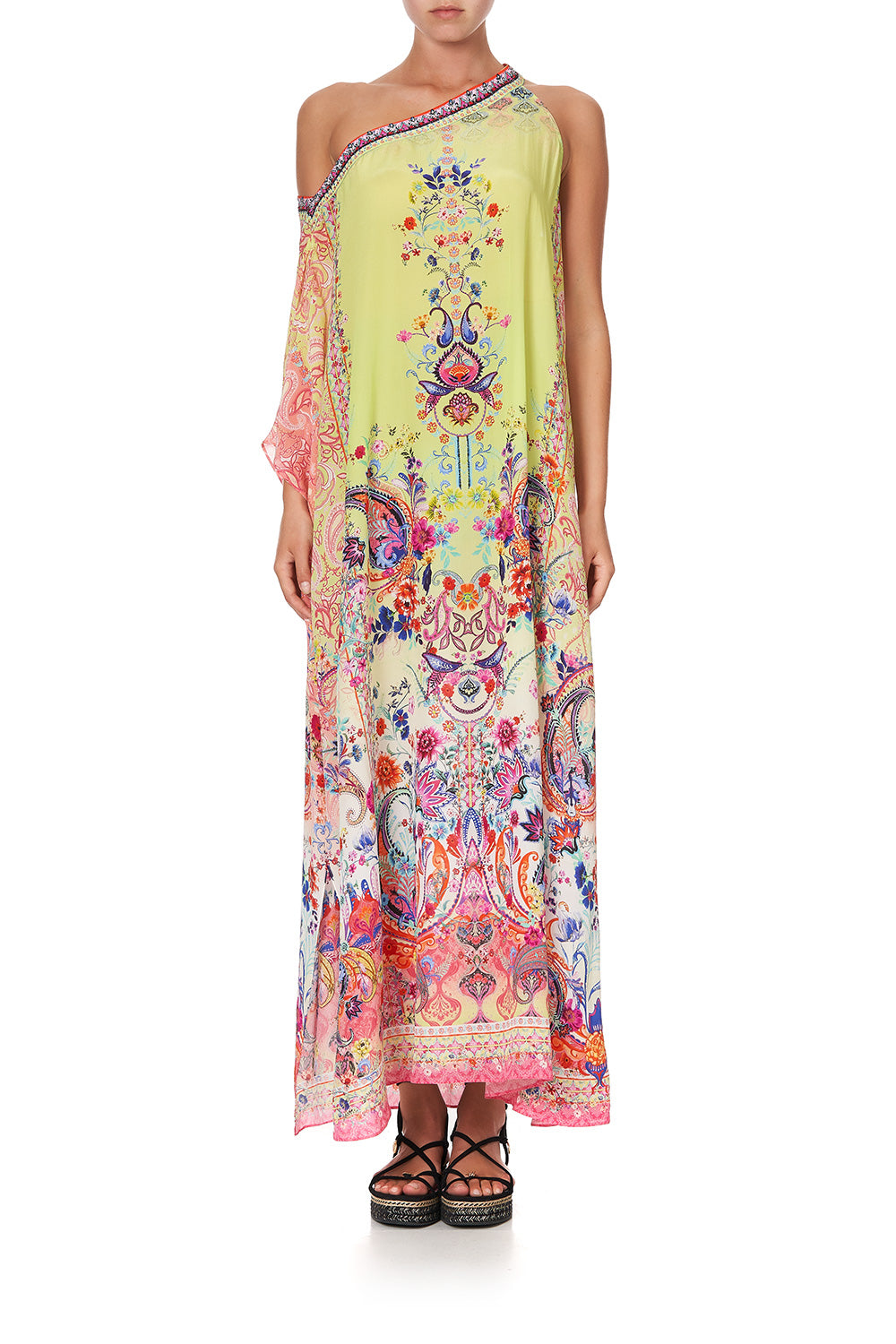 ONE SHOULDER KAFTAN WITH NECKBAND PEACE MOVEMENT