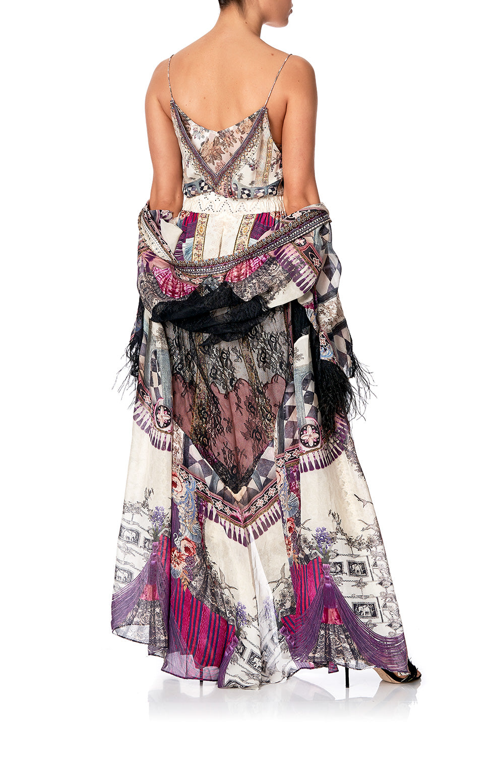 LAYERING ROBE WITH LACE INSERT VIOLET CITY