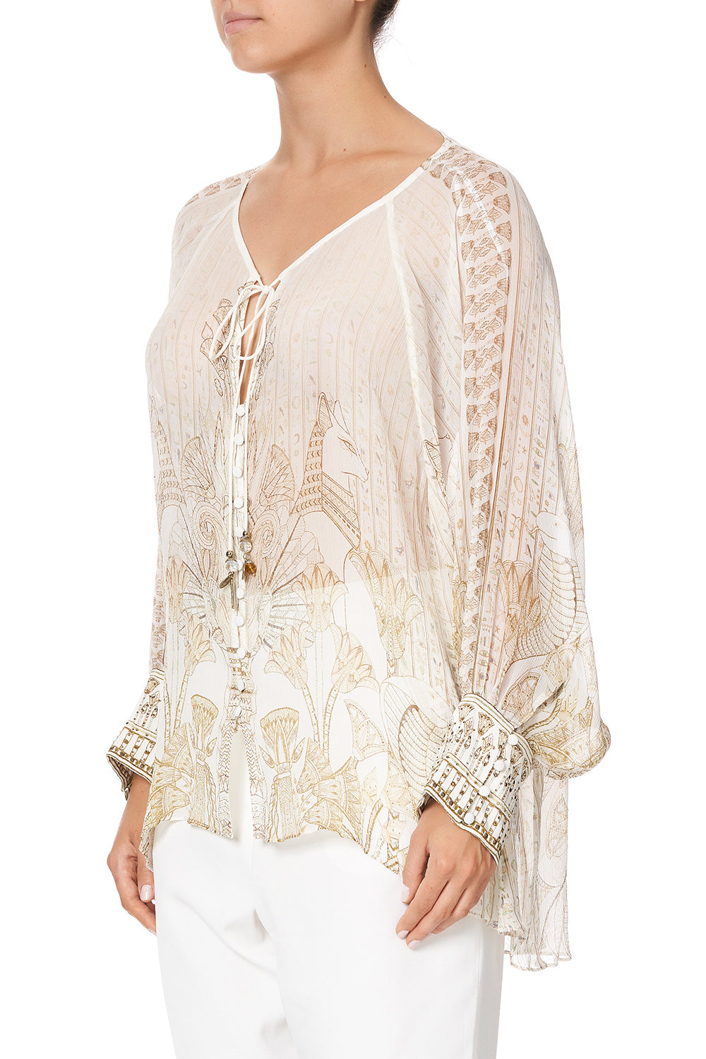 RAGLAN SLEEVE BUTTON UP TOP THE QUEENS CHAMBER