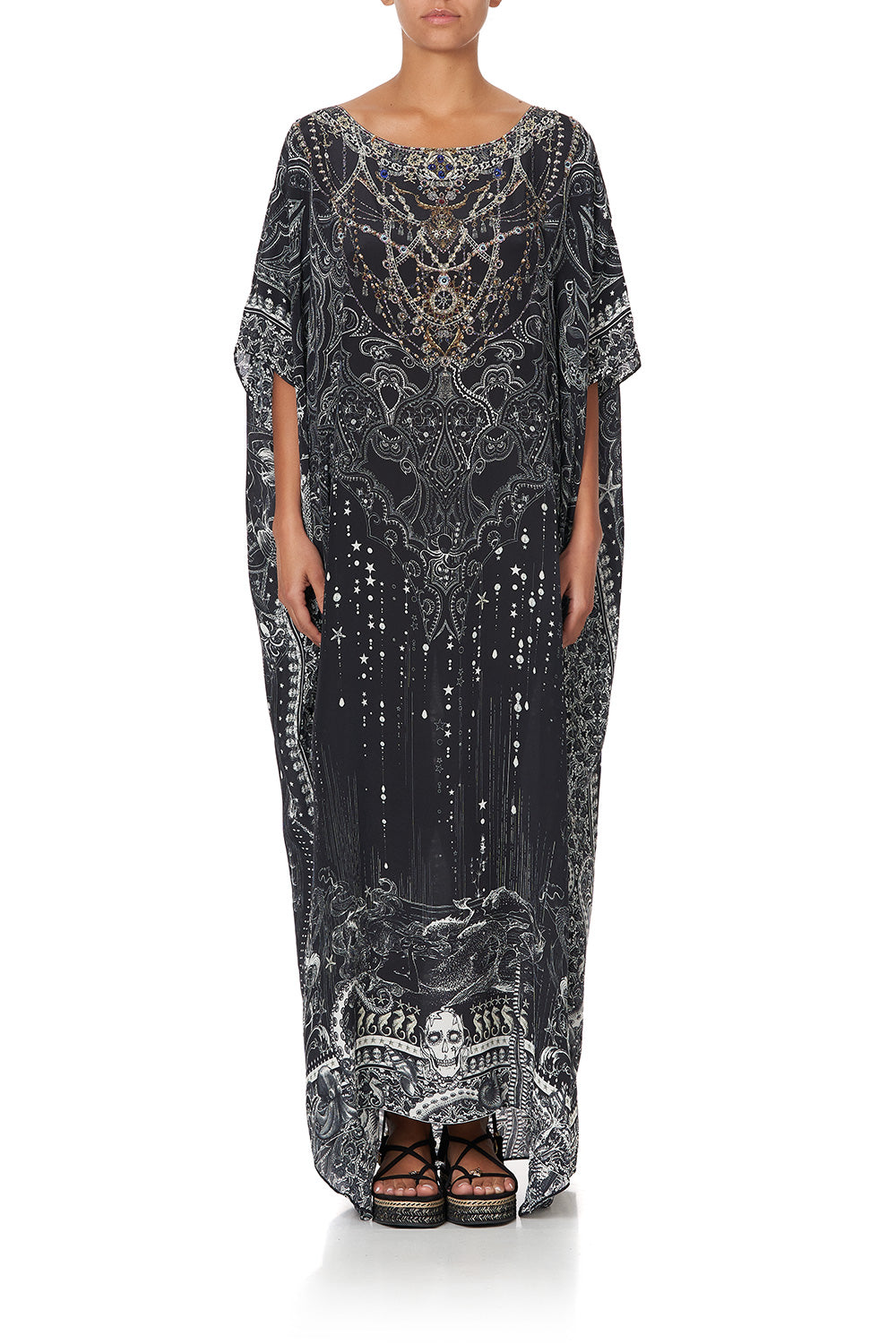 ROUND NECK KAFTAN MIDNIGHT PEARL