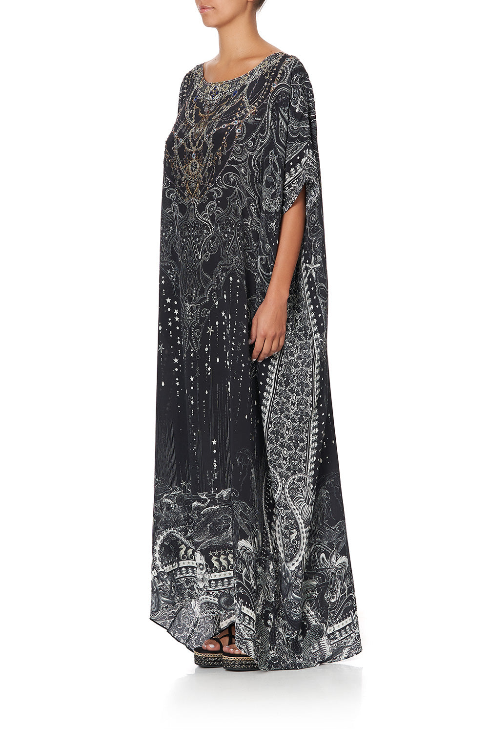 ROUND NECK KAFTAN MIDNIGHT PEARL