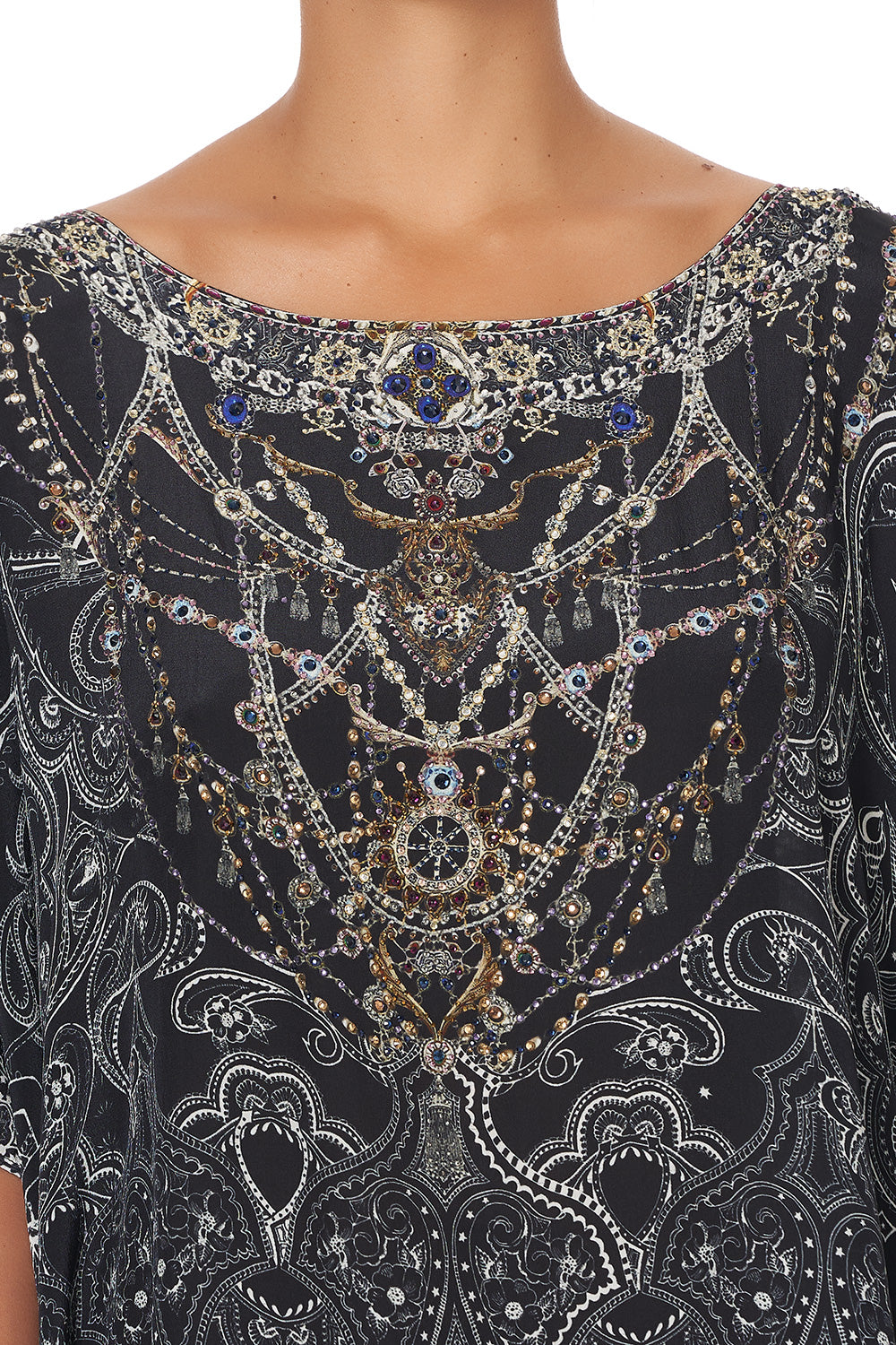 ROUND NECK KAFTAN MIDNIGHT PEARL
