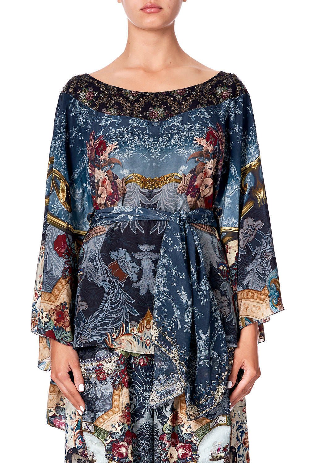 ROUND NECK TOP WITH BELT HOTEL BOHEME