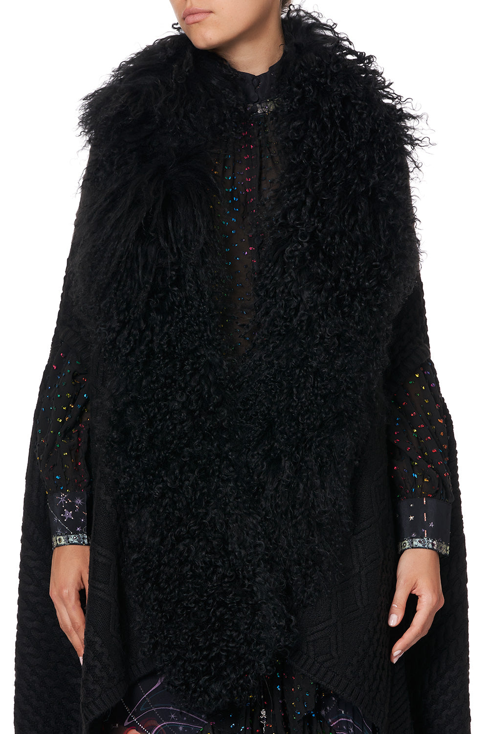 SHEARLING CAPE MIDNIGHT MOON HOUSE