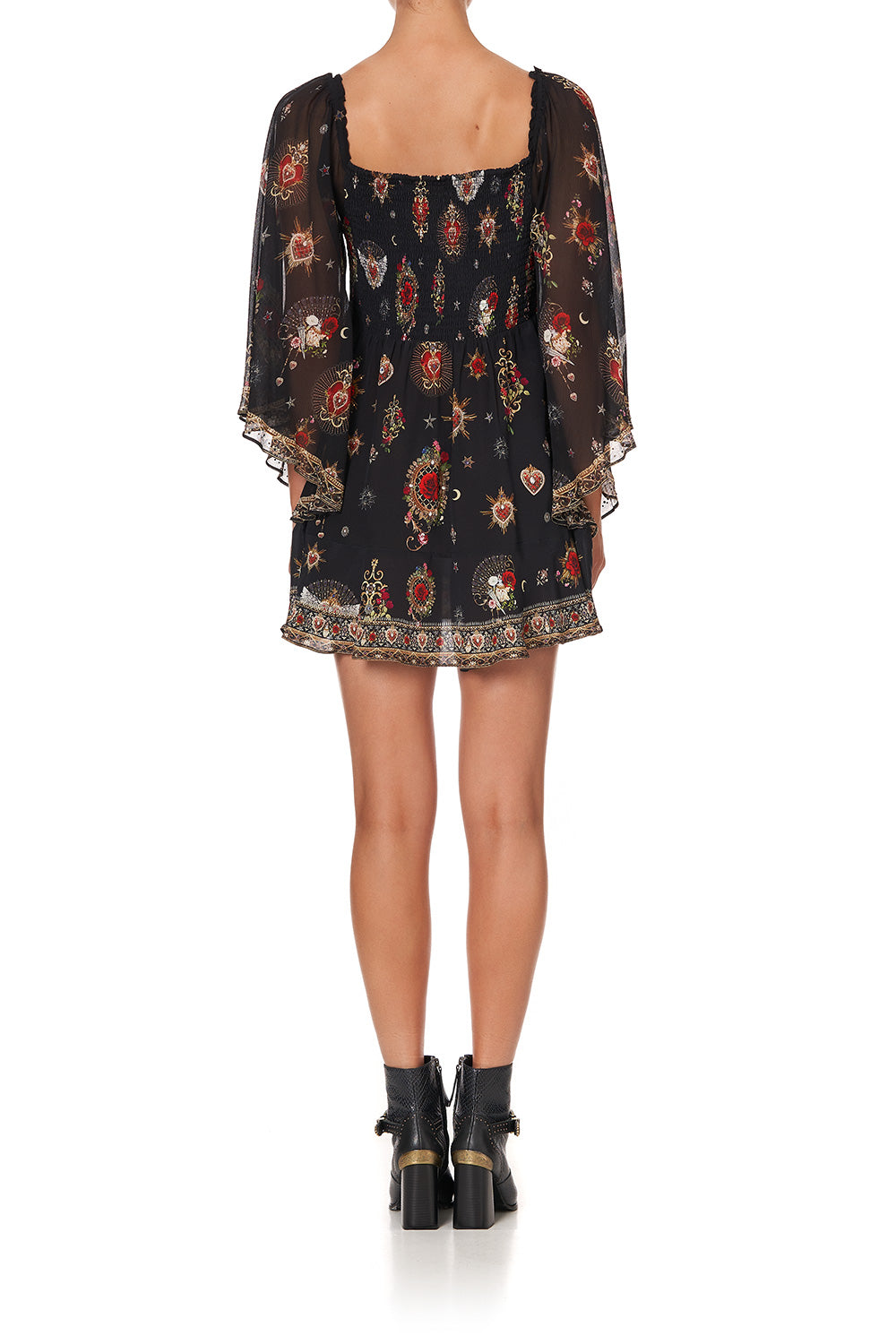 SHIRRED BODICE MINI DRESS MONTAGUES CAPULET