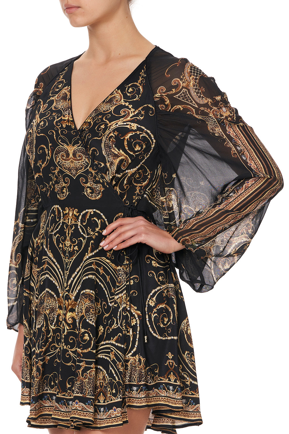 SHORT DRESS WITH DRAPED SLEEVE STUDIO 54