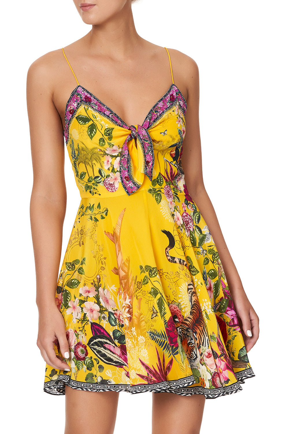 SHORT DRESS WITH TIE FRONT SAFFRON MOON
