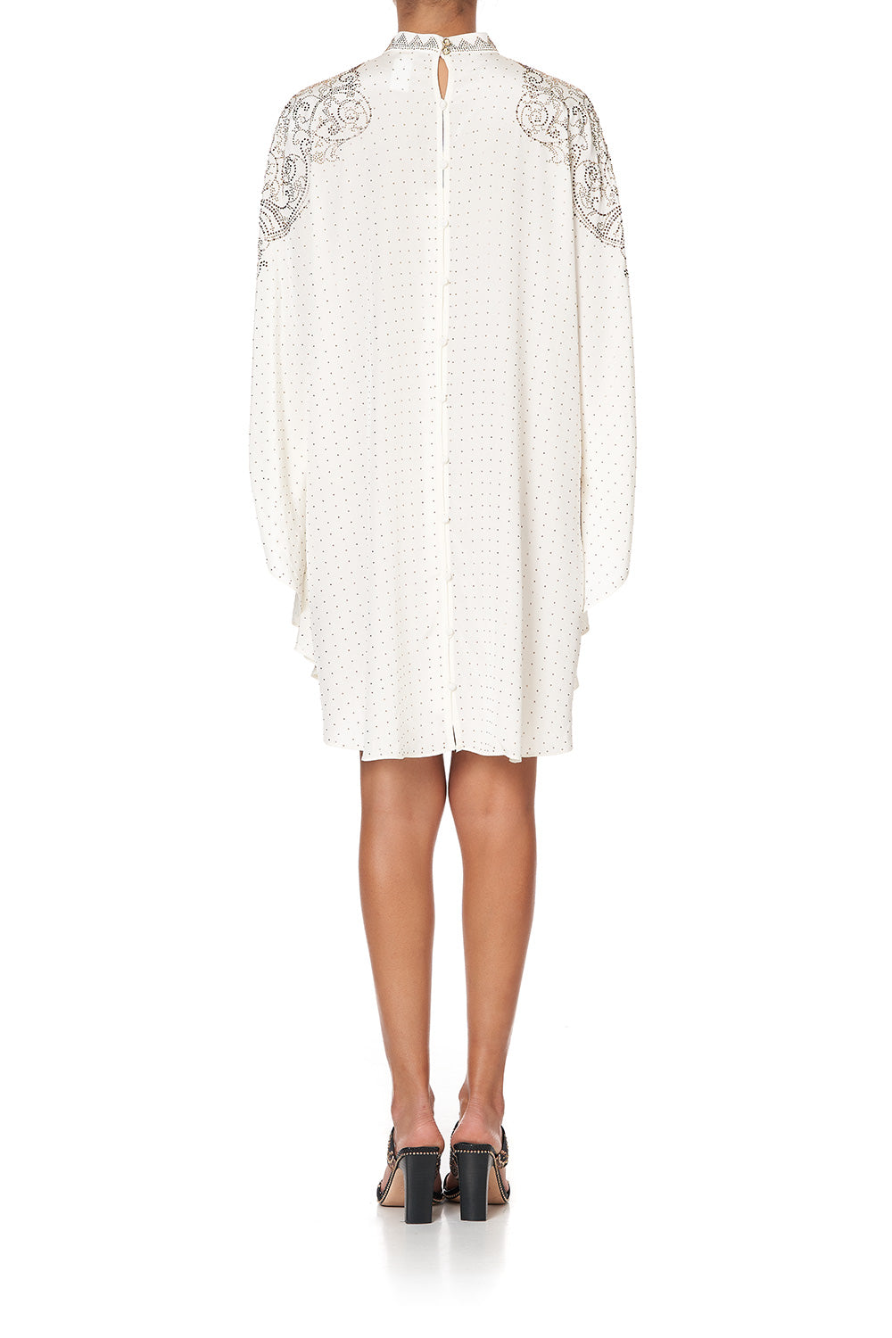 SHORT KAFTAN WITH HIGH NECK LUXE CREAM