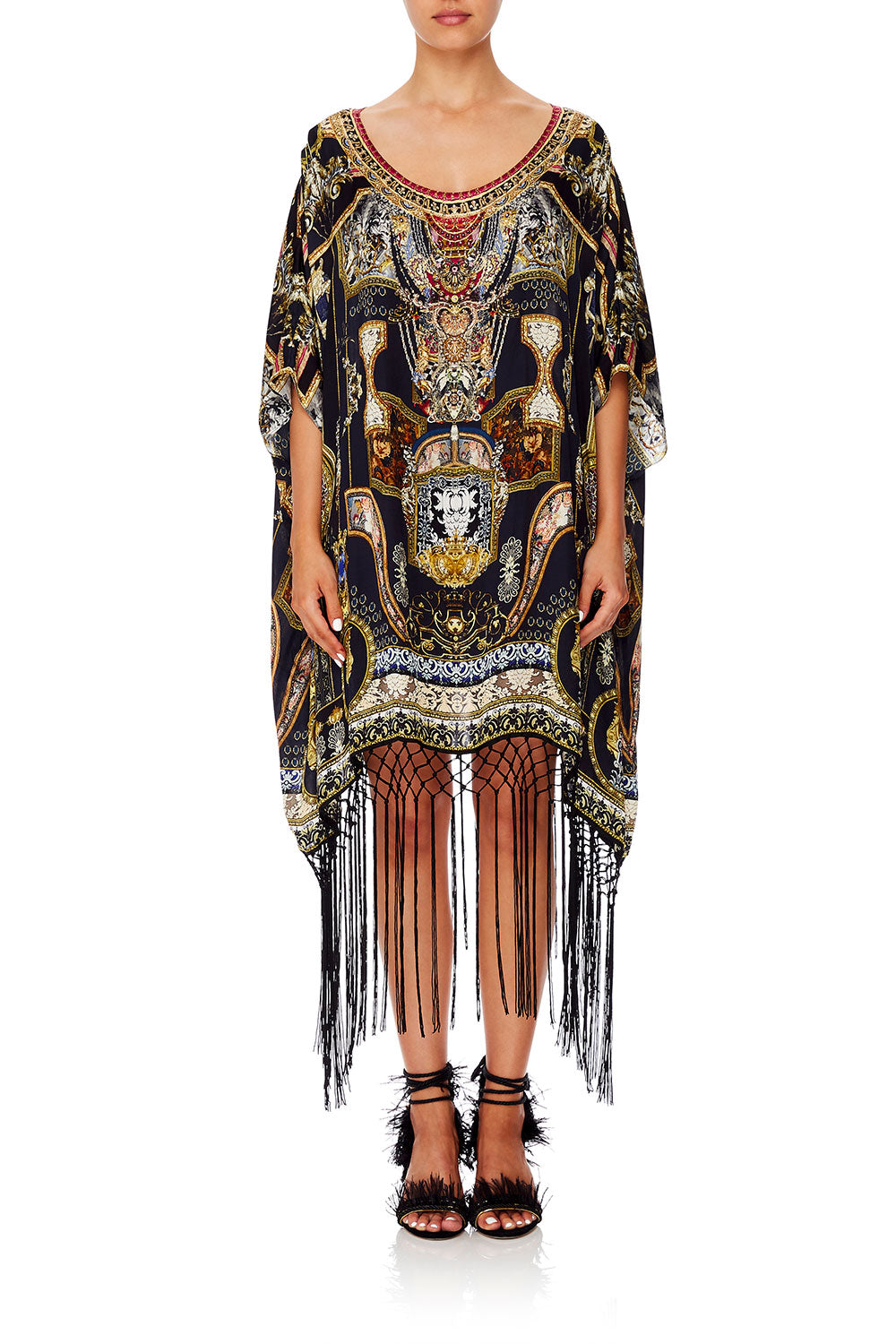 CAMILLA SHORT ROUND NECK KAFTAN MIDNIGHT MEETING