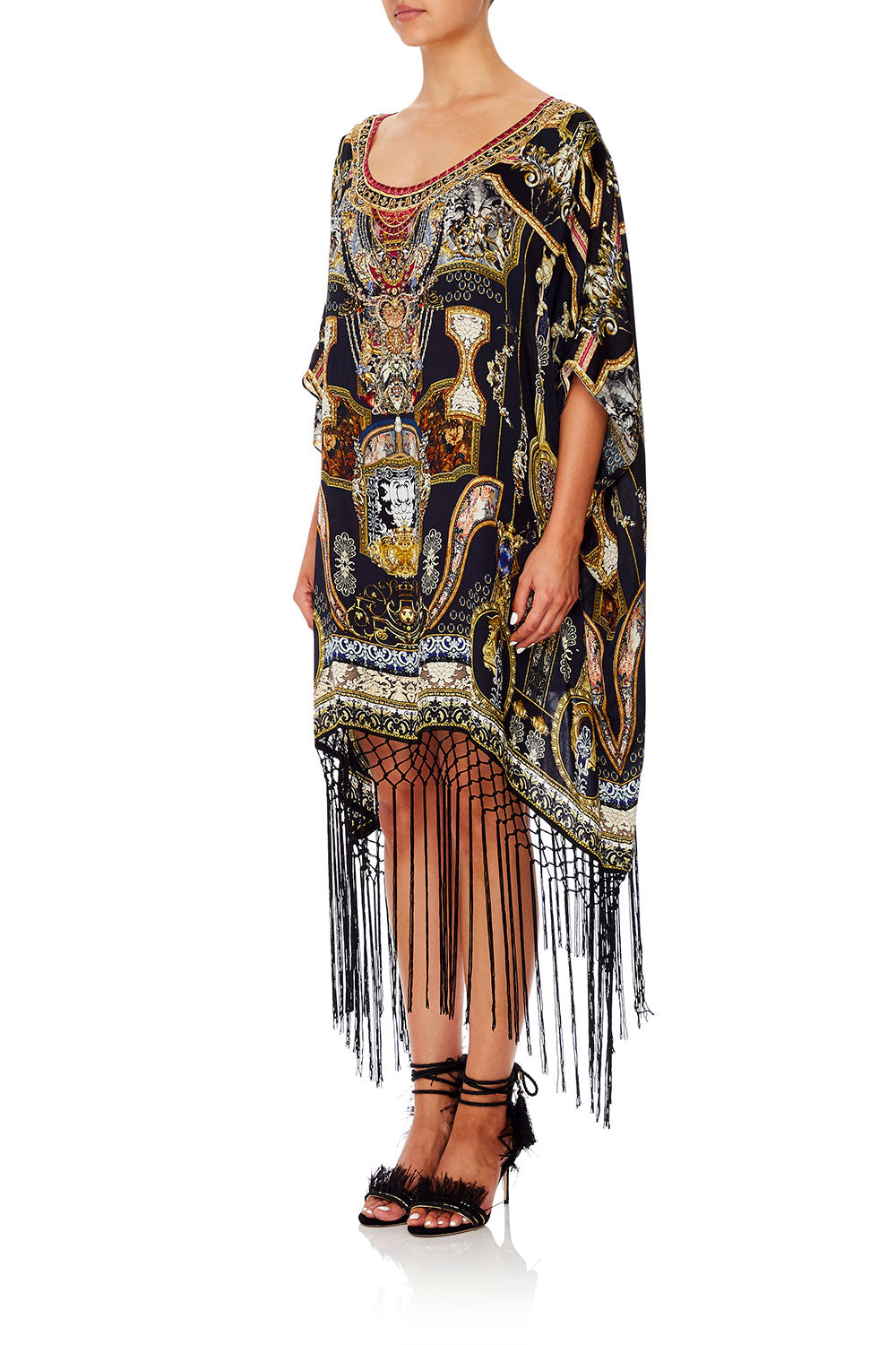CAMILLA SHORT ROUND NECK KAFTAN MIDNIGHT MEETING