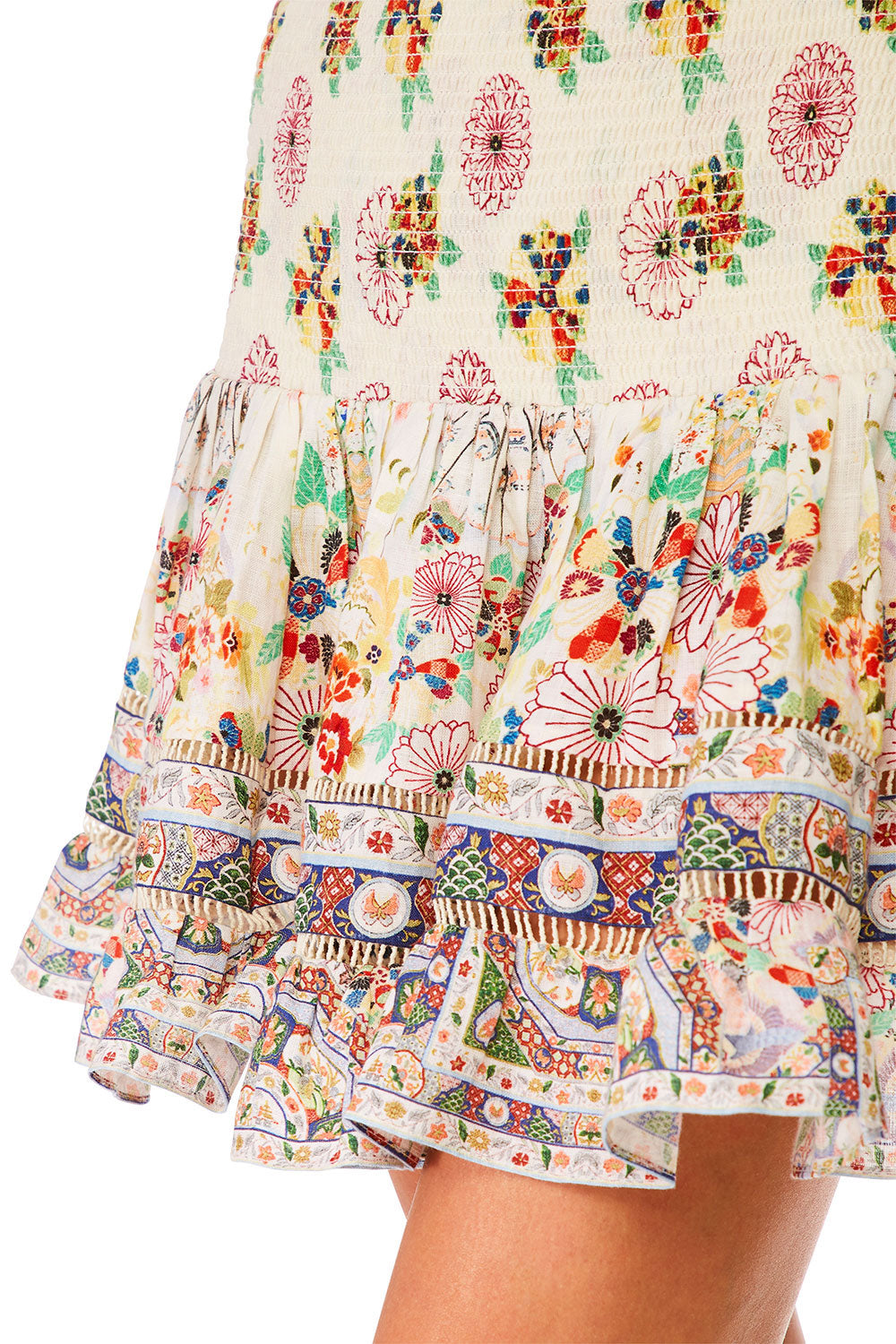 CAMILLA TIME AFTER TIME SHORT SHIRRED SKIRT