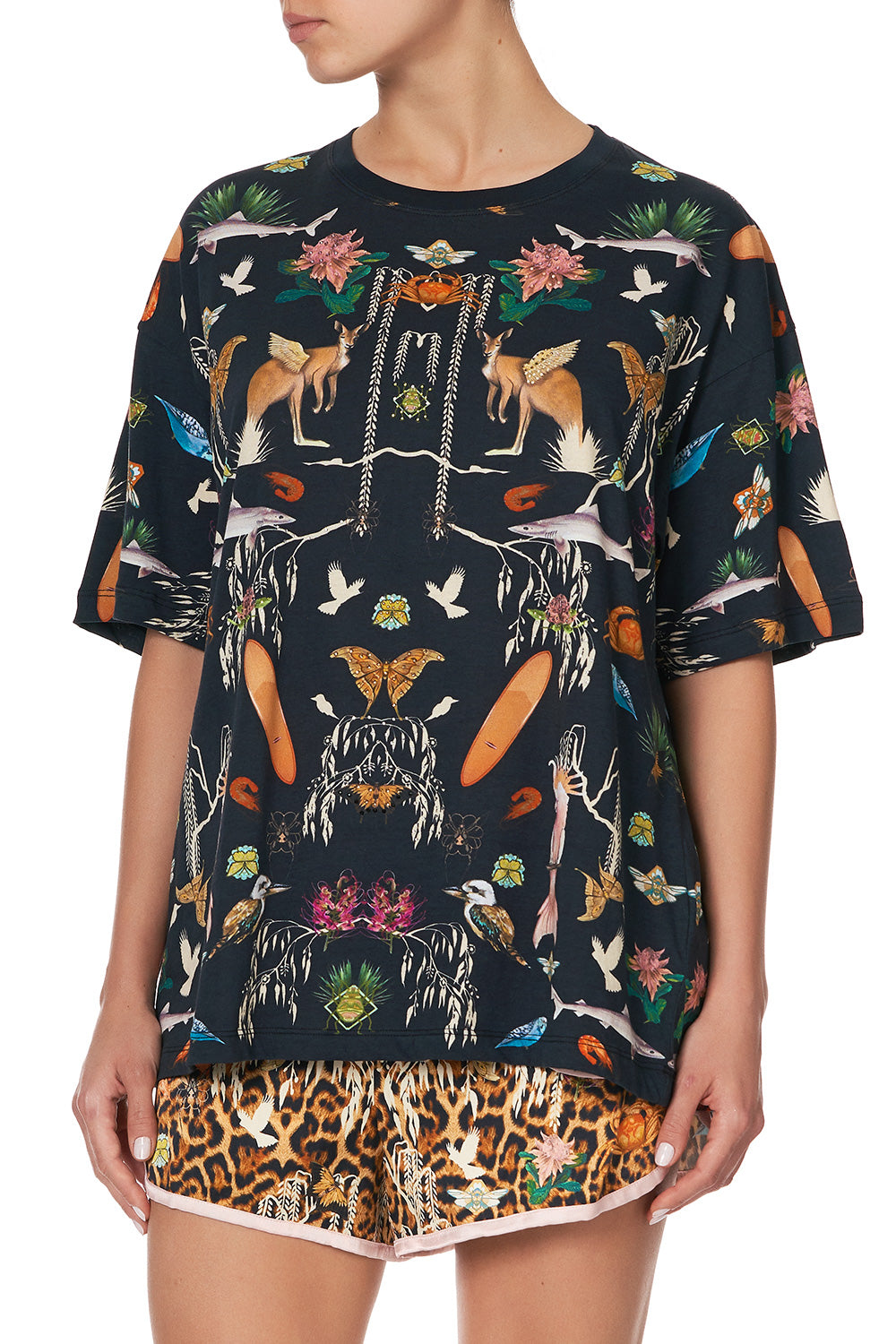 SLIM FIT ROUND NECK T-SHIRT FAUNA ELECTRO