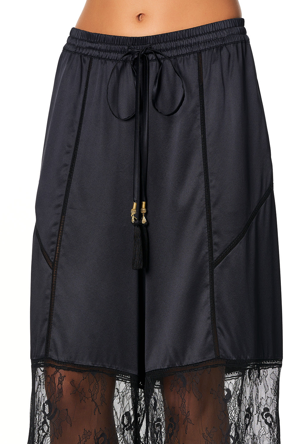 CAMILLA SPLICED WIDE LEG PANT NOIR BOUDOIR