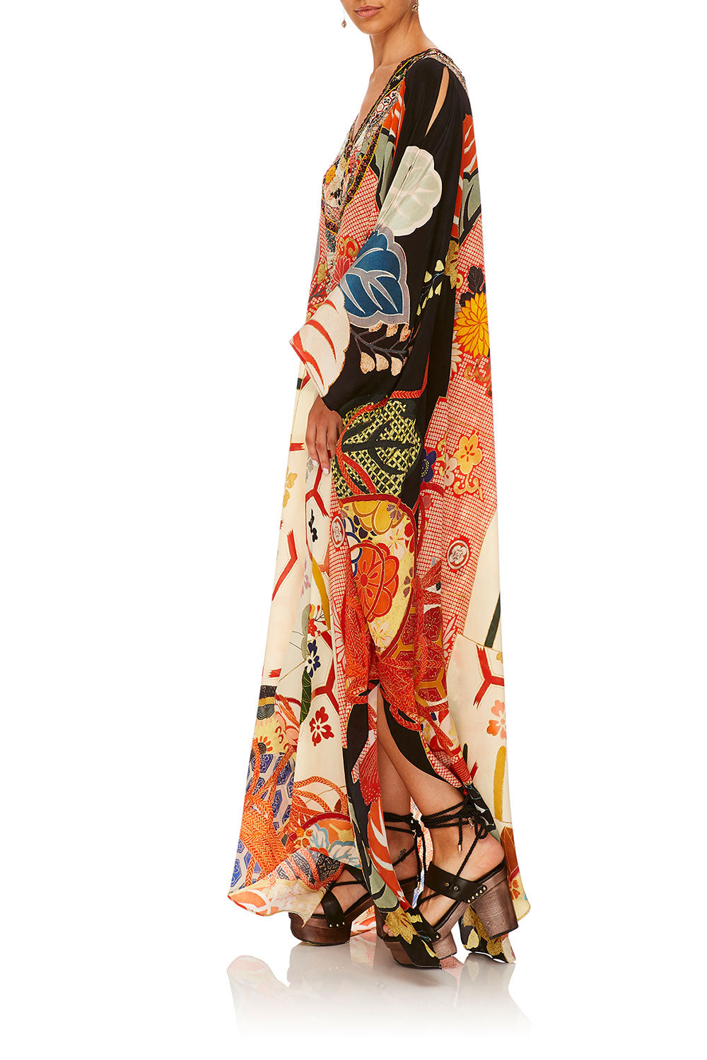 CAMILLA KISSING THE SUN SPLIT FRONT AND SLEEVE KAFTAN