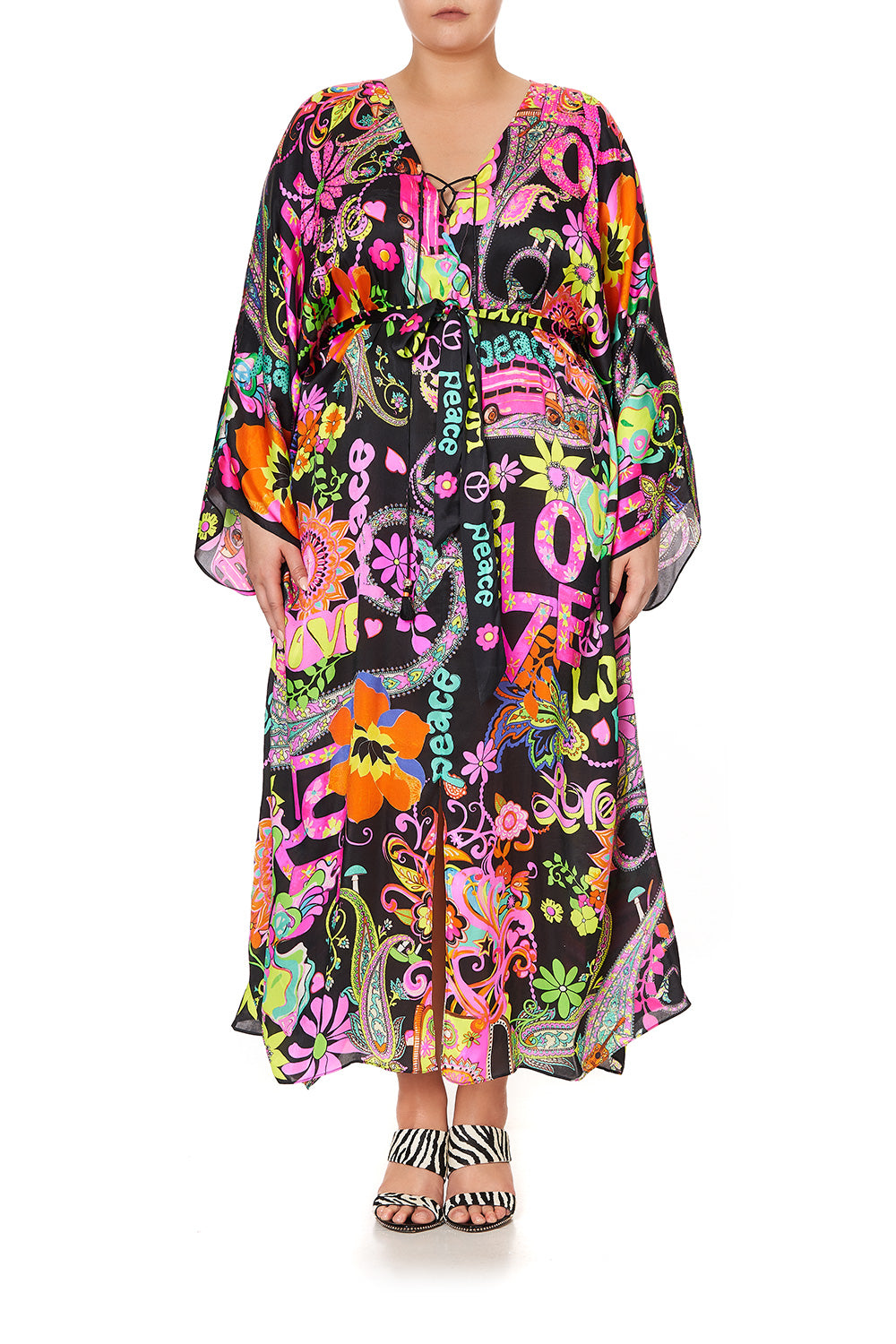 SPLIT HEM LACE UP KAFTAN PEACE LOVE AND HAIR
