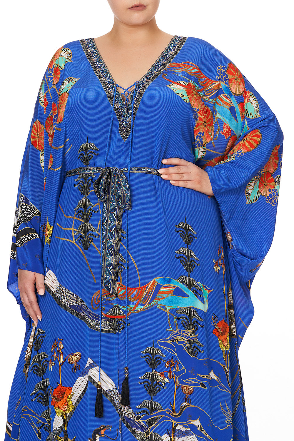 SPLIT HEM LACE UP KAFTAN TREE OF LIFE