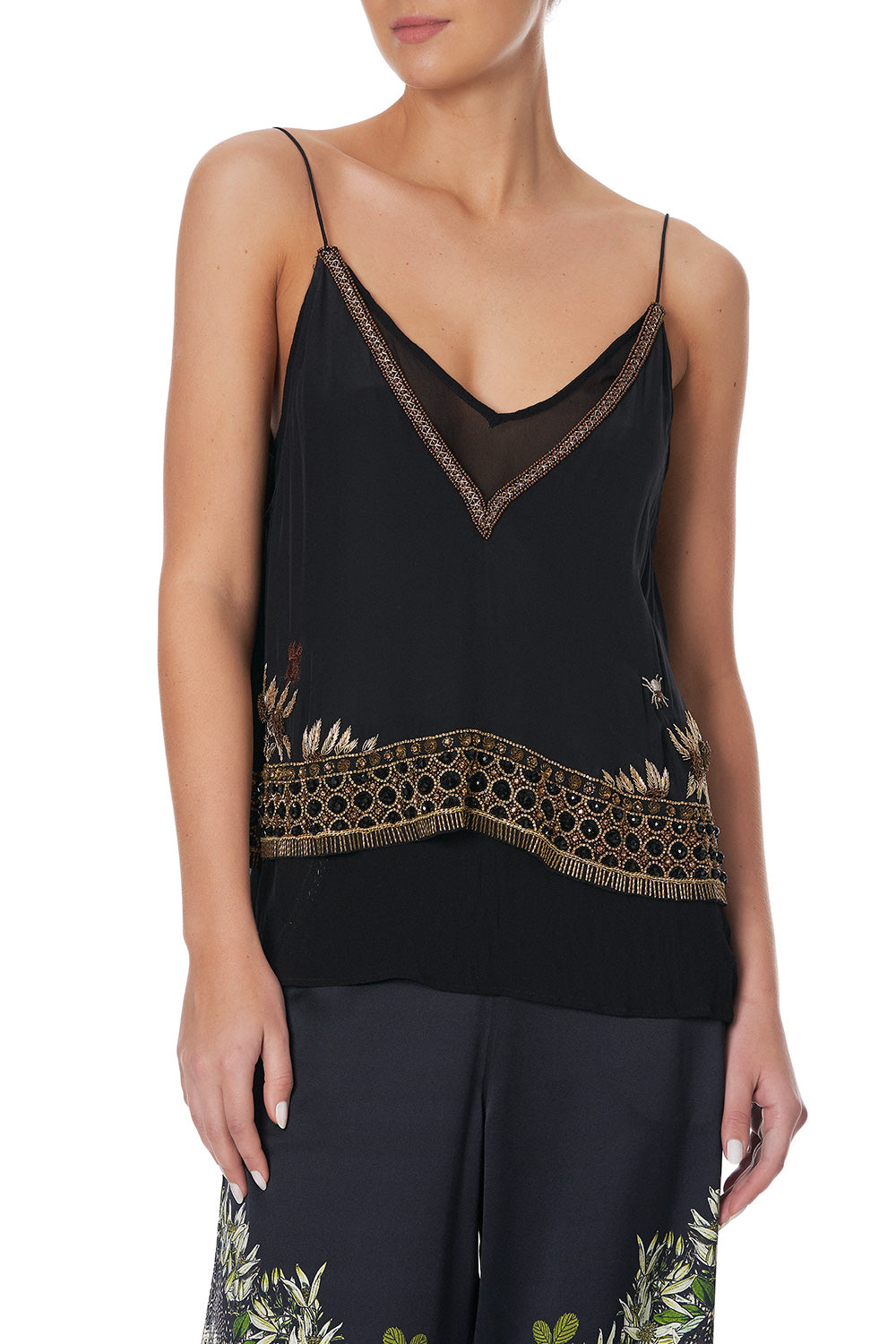 STRAP TOP WITH SHEER UNDERLAY BOTANICAL CHRONICLES