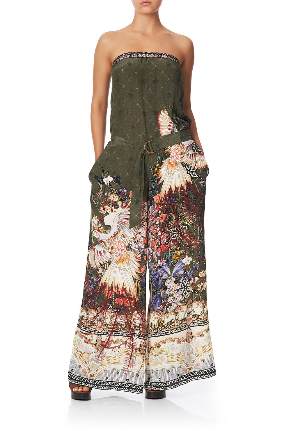 STRAPLESS JUMPSUIT WITH D RING BELT WATCHFUL WINGS