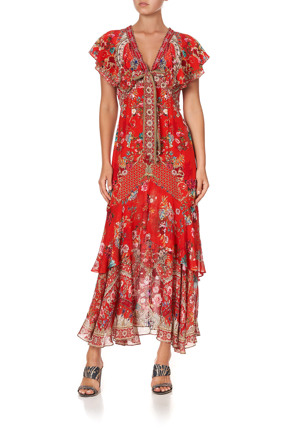 TIE FRONT MAXI WITH CENTRE FRONT SPLIT CAMEOS CAN CAN